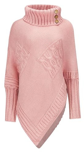 Mississhop Poncho Strick Sweatshirt Pullover Umhang Überwurf 30-01 Rosa