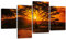 Leinwandbild Afrika Sonnenuntergang LW56 Wandbild, Bild auf Leinwand, 4 Teile, 180x115cm, Kunstdruck Canvas, XXL Bilder, Keilrahmenbild, fertig aufgespannt, Bild, Holzrahmen, Afrika, Giraffe, Abendrot