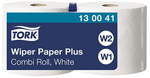 Tork 130041 Starke Mehrzweck Papiertücher für W1/W2 Systeme / 2-lagiges saugfähiges Papier in Weiß / 2 x 255m