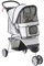 PawHut Dog Stroller, 3 Wheels Foldable Cat Dog Pram with Cup Holder, Storage Basket, Pet Stroller for Small Miniature Dogs, Grey
