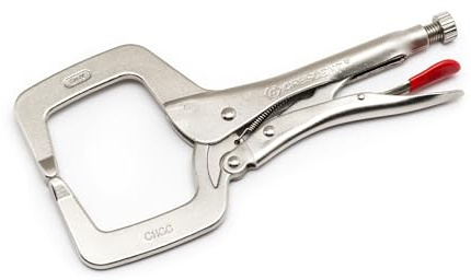 Crescent Locking C-Clamp - Heavy-Duty, Adjustable Metal Clamp with Compound Action & Hex Key Receiver - C11CCVN - 11, Red