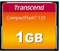 Transcend Carte mémoire CompactFlash 133 1GB (CF Card) jusqu'à 30MB/s, supporte le mode de transfert Ultra DMA 4 avec mémoire flash MLC NAND idéal pour reflex débutants - TS1GCF133