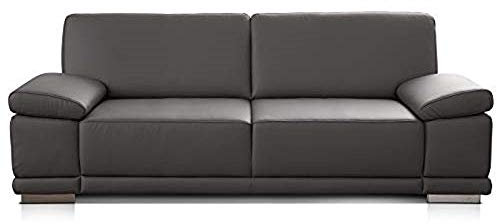 CAVADORE 3,5-Sitzer Sofa Corianne in Kunstleder / Große Leder-Couch in hochwertigem Kunstleder und modernem Design / Mit Armteilfunktion / 248 x 80 x 99 / Kunstleder grau