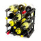 Classic 12 Bottle Black Stained Wood and Black Metal Wine Rack Ready Assembled
