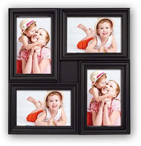 Zep S.r.l H032B Malaga Cadre Photo Multi Vues Avec 4 Photos Résine Noir 10 x 15 cm