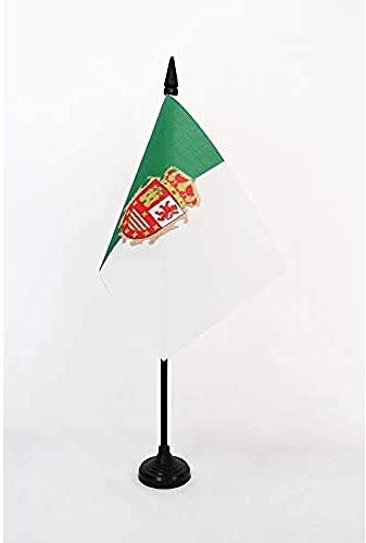 AZ FLAG Tischflagge Fuerteventura 15x10 cm Polyester 100D Kunststoffsockel | Für innen Spanische Tischflagge genähte Ausführung mit verstärkten Kanten mit Kunststoffstab 100D Polyester