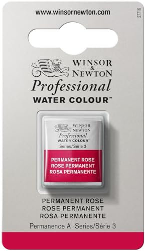 Winsor & Newton Aquarelle Professionnel - Peinture Aquarelle, Haute Luminosité, Résistante à la Lumière, Qualité Archive, Demi Godet, Couleur Rose Permanent