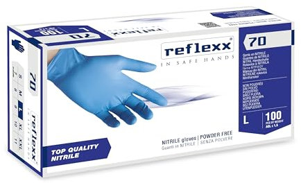 REFLEXX R70 / L Guanti senza nitrili in polvere, grande, blu chiaro, confezione da 100