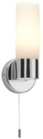 Saxby Pure Chrome Finish Bathroom Wall Light IP44 Rated 40watt Pull Cord Switched, 34483