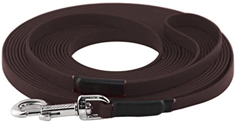 LENNIE BioThane Schleppleine, 3m mit Handschlaufe, Dunkelbraun, 16mm für große Hunde, genäht