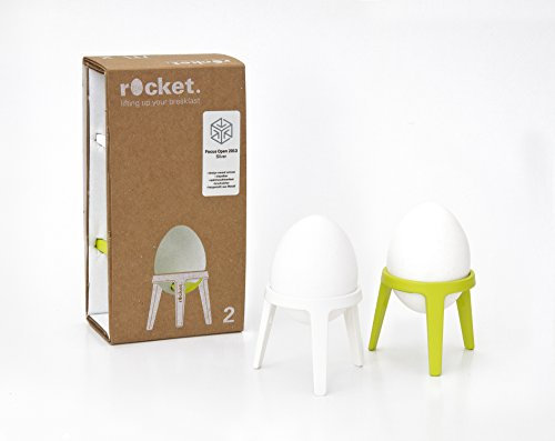 Brainstream Rocket 2er-Geschenkset, Eierbecher aus Metall, limette/weiß
