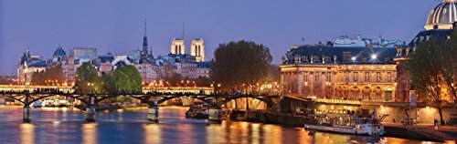 1art1 Paris Pont Des Arts Et Seine La Nuit, Panorama, 1 Partie Poster Papier Peint 250x79 cm