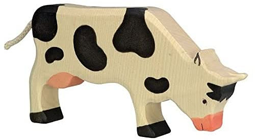 Holztiger Kuh, grasend, schwarz, 80002