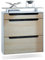 Vladon Schuhschrank Annie, Schuhkipper für 16 Paar Schuhe mit 2 Klappen, 1 Schublade und Glasablage, Weiß matt/Eiche Sägegrau/Schwarz Hochglanz (89 x 96 x 23 cm)