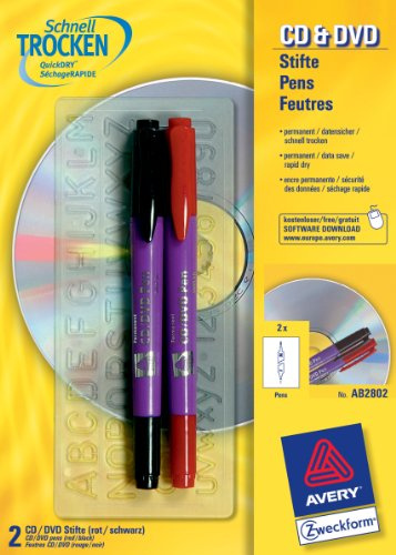 Avery Zweckform CD/DVD Pen 2er-Pack rot/schwarz