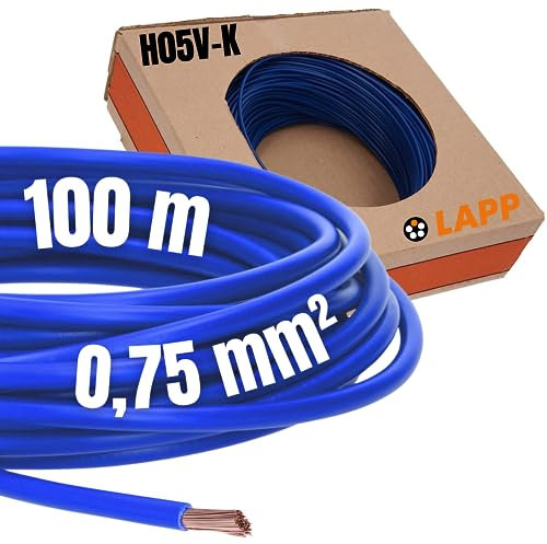 100 Meter Lapp 4510142 H05V-K 0,75 mm² dunkelblau I Verdrahtungsleitung I Aderleitung flexibel I PVC Einzelader I Litze 0,75mm2 I Verdrahtung