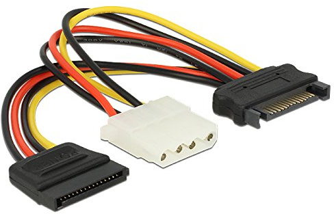 DeLOCK 2X Original Adapter Power SATA in OVP 15pin>4pin+SATA 15pin nur original PolyBag!