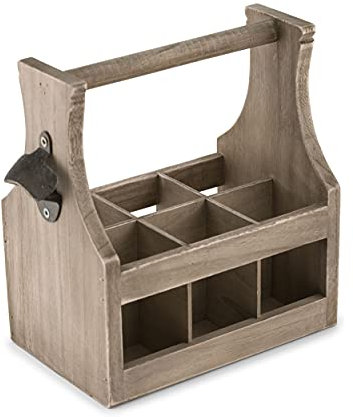 Weddingstar Bottle Caddy with Opener, Wood