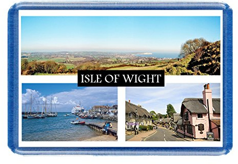 Isle of Wight - Postcard-Style Design - 7cm x 4.5cm - Novelty Tourism Fridge Magnet.