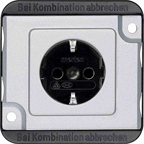 Merten MEG2300-7060 SCHUKO-Steckdose, erhöhter Berührungsschutz, Steckklemmen, mattsilber, Panzer
