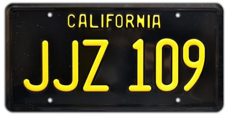 Celebrity Machines Bullitt | JJZ 109 | Metal Stamped License Plate