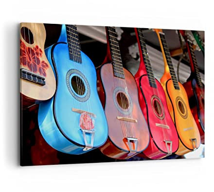Bilder auf Leinwand 100x70cm Leinwandbild Gitarre Musik Instrument Mexiko Groß Wanddeko Bild Schlafzimmer Deko Wandbilder Dekoration Wohnzimmer Wall Decor Canvas Wand Kunstdruck Art AA100x70-2221