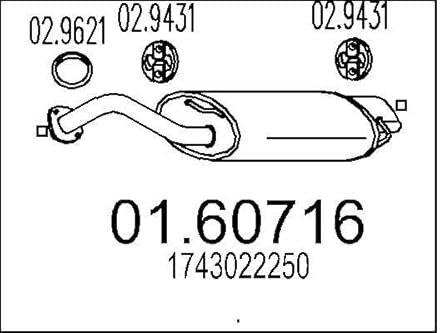 MTS 01.60716 Endschalldämpfer Endtopf 930mm 7,5kg