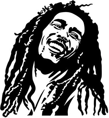 Wandtattoo No.1215 Bob Marley Raggae Rastafari Jamaika Gitarre Prominent, Farbe:Gold;Größe:49cm x 45cm
