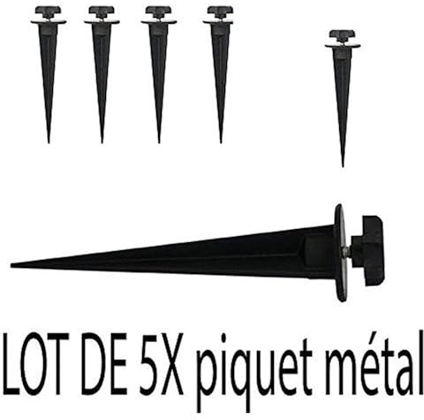 Vision-el - Lot de 5 Piquets de fixation projecteur extérieur métal
