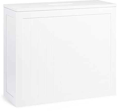 woodluv White Shaker Slimline MDF Multi-purpose Bathroom Storage Unit, 49.5cm x 16cm x 40cm