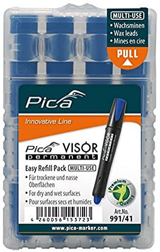 Pica 991/41 Permanent Marker Minen/Ersatzminen | wasserfest, umweltfreundlich, wirtschaftlich, für diverse Materialien geeignet | Farbe: blau, Durchmesser: 10 mm, Länge: 85 mm,