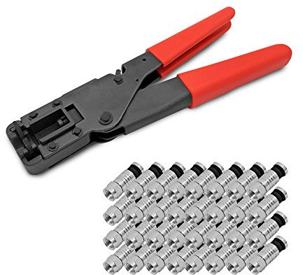 HD Kabel Kompressionszange Sat Zange 50 x F Kompressionsstecker 7-7,5 mm F Stecker F-Kompressionsstecker Koaxialkabel TV Antennenkabel Koax 4K Pressstecker ARLI