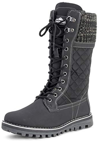 Polar Damen Schnee Dauerhaft Draussen Thermal Winter Warm Wasserdicht Mitte Wade Stiefel - Schwarz - UK8/EU41 - YC0376