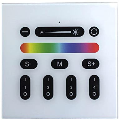 RGBW LED Wand Touch Panel RF Controller 230V passend für MiLight MiBoxer Glas Design Optik RGB+W; 5-Pin