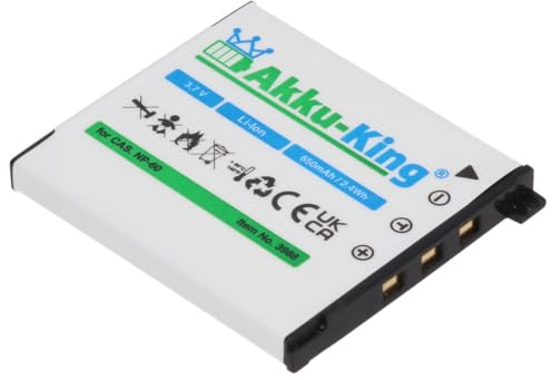 Akku-King Akku kompatibel mit Casio NP-60 - Li-Ion 650 mAh - für Exilim EXFS10, EXZ80, EXZ9, EXZ29