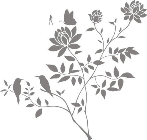 PEMA INDIGOS UG - Wandtattoo Wandsticker Wandaufkleber Aufkleber Glasdekorfolie w435 Pflanze Blume, 120x114 cm