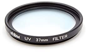 vhbw Universal UV Filter für Kamera Objektive mit 37mm Filtergewinde - UV Schutzfilter, Schwarz