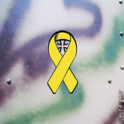 Aufkleber/Sticker Gelbe Schleife Solidarität Bundeswehr BW Reservist 10x5cm A621