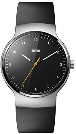 Braun Prestige Watch Herren Uhr analog Schweizer Quarzwerk mit Silikon Armband BN0221BKSLBKG