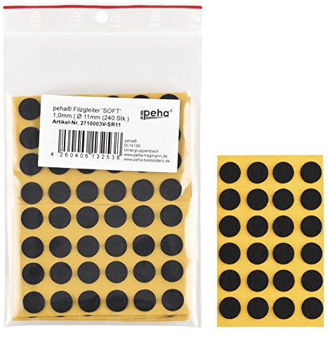 haggiy Filzgleiter - Filzunterleger selbstklebend - 1,0 mm stark, schwarz, rund 11 mm (240 STK.)