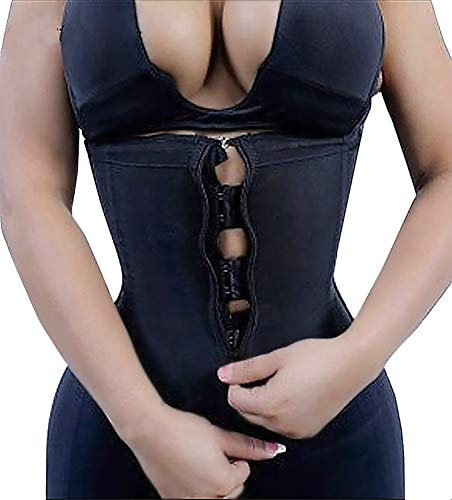 YIANNA Gaine Ventre Plat Femme Corset Minceur Waist Trainer Ceinture Amincissante Sudation Latex Body Gainant Sculptant Noir Zipper 3XL 2219