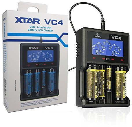 XTAR PS Hunters VC4 Universal Akku Ladegerät mit LCD Display für Li-Ionen und Ni-MH Akku, 3.7V, 1.0A
