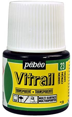 Pebeo Vitrail Stained Glass Effect Glass Paint 45-Milliliter Bottle, Lemon,Lemon, 050-023, Yellow