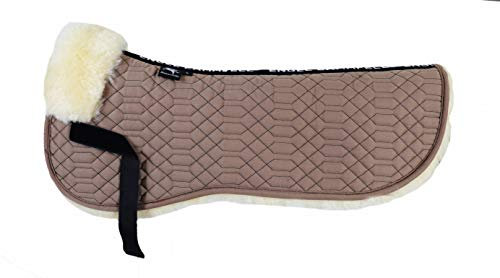 Engel Reitsport | SAKIS1-M-CAM-MED | Sattelkissen mit echtem Merino Lammfell | Fellrand vorne | Steppstoff Camel Fell med. | Grösse M