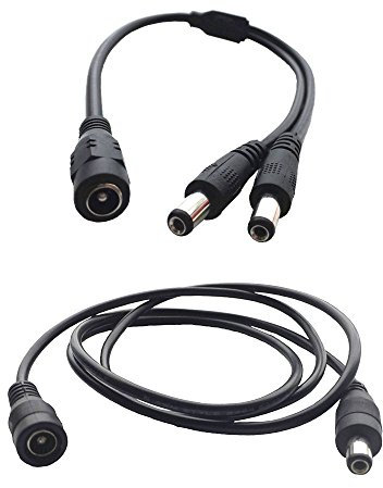 DZYDZR DC 12V Kabel DC 5,5 x 2,1mm Stecker 1 Buchse auf 2 männliche Stromleitung Splitter und Buchse auf männliche Stromleitung Verlängerungskabel 1m (3,3ft)