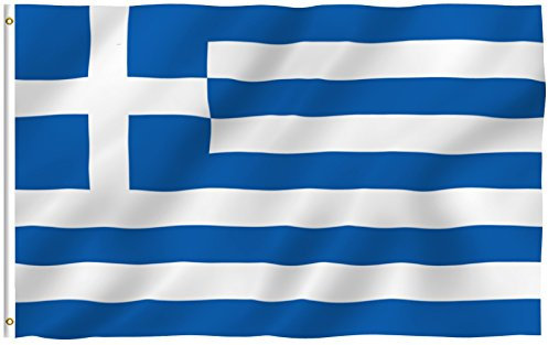 ANLEY Fly Breeze 3 x 5 pieds drapeau de la Grèce - couleur vive et résistant à la décoloration aux UV - en-tête et double couture - drapeaux nationaux grecs polyester avec œillets