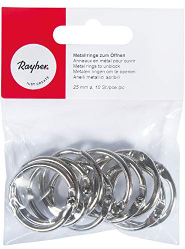 Rayher 2520400 Metallringe zum Öffnen, 25 mm ø innen, Nickelfrei, SB-Btl. 10 Stück