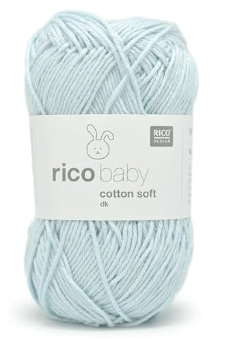 Rico Baby Cotton Soft dk Fb. 003 hellblau, weiche Babywolle ohne Wolle zum Stricken oder Häkeln