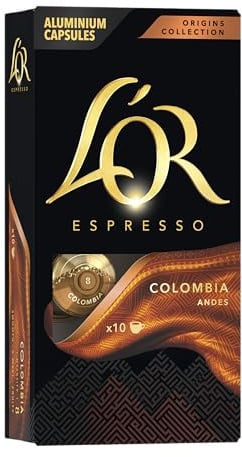 L'OR Espresso Capsules, Medium Roast, Colombia, 10 Capsules