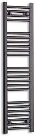 300mm Wide Black Heated Towel Rail Radiator Flat Ladder for Stylish Bathroom (1200mm High)